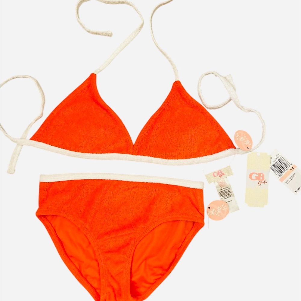 Bright Orange Bikini with White Trim